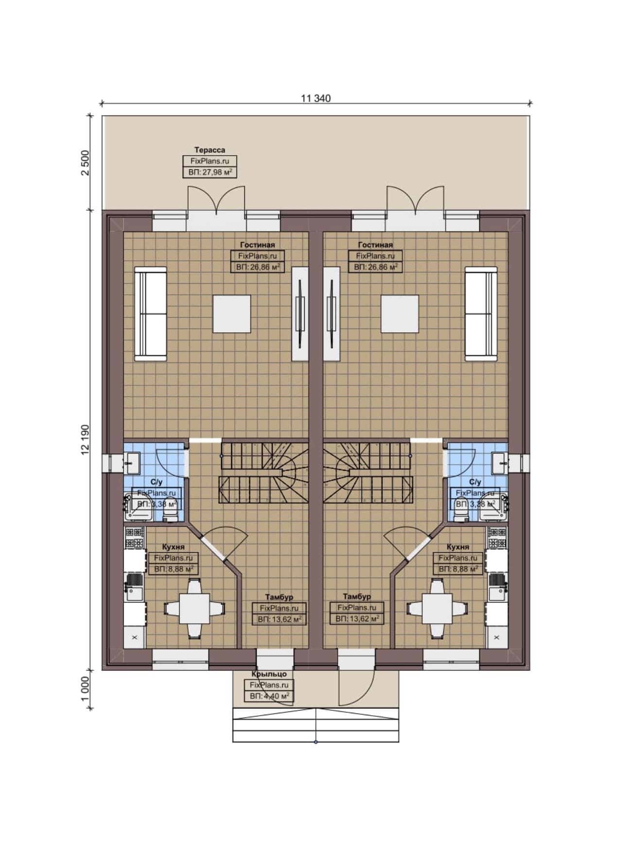 Планировка Одноэтажный дом с мансардой  F-4724