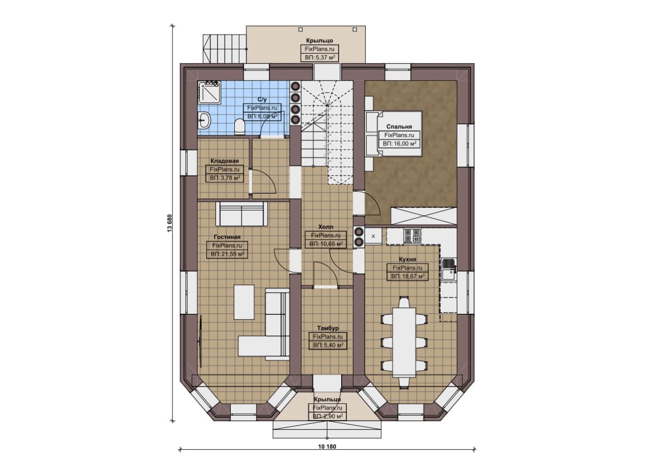 Планировка Двухэтажный дом F-17468