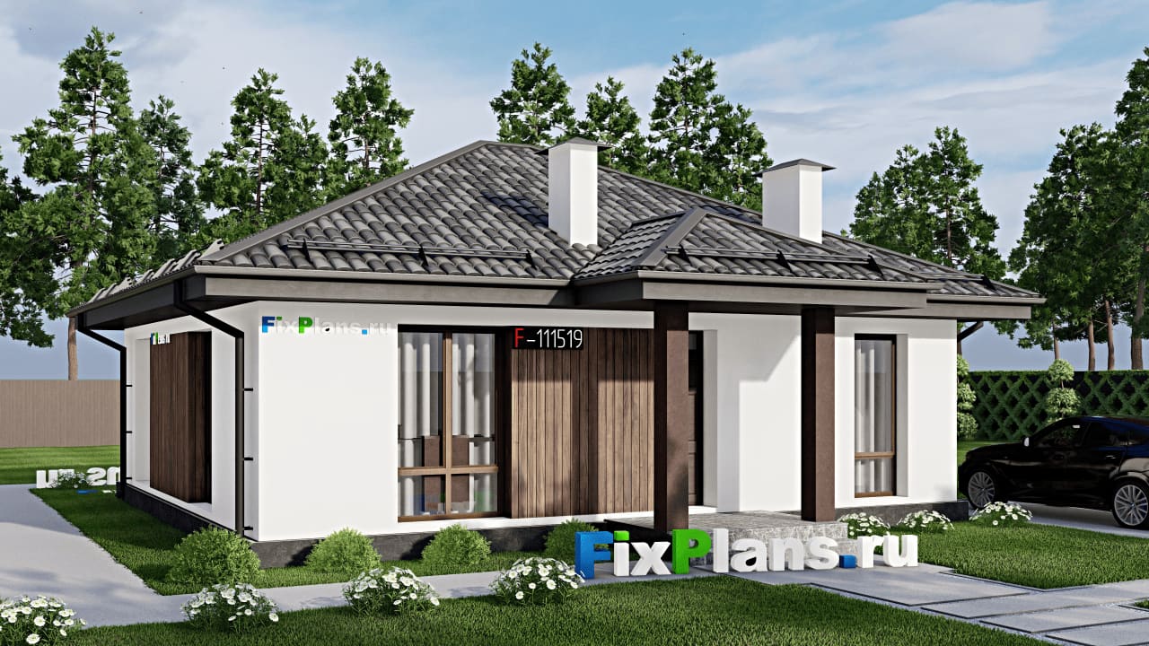 Одноэтажный дом F-11519 — фасад