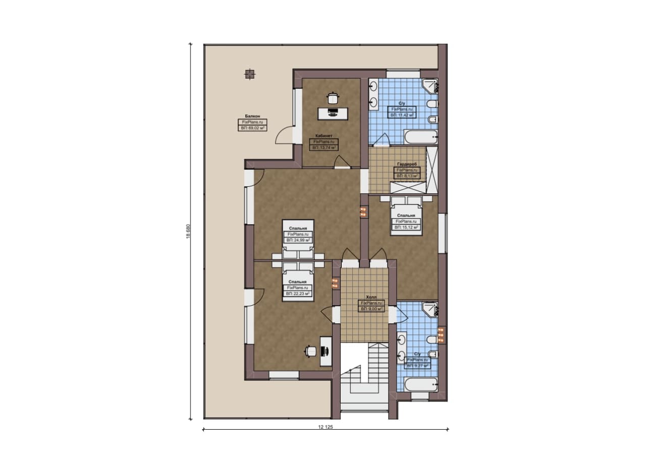 Планировка Двухэтажный дом F-14822
