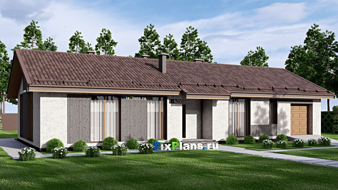 Одноэтажный дом F-14030 — фасад