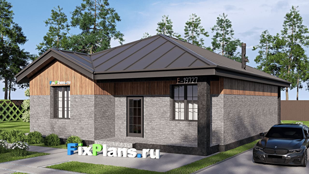Одноэтажный дом F-19727 — фасад