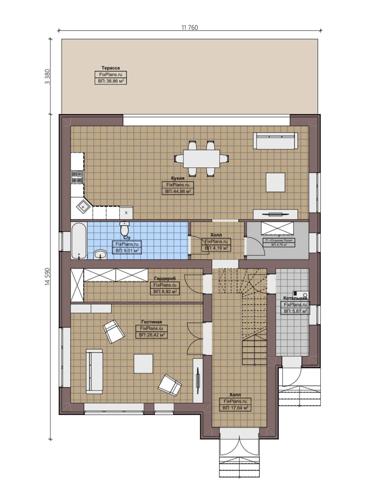 Планировка Двухэтажный дом F - 2240